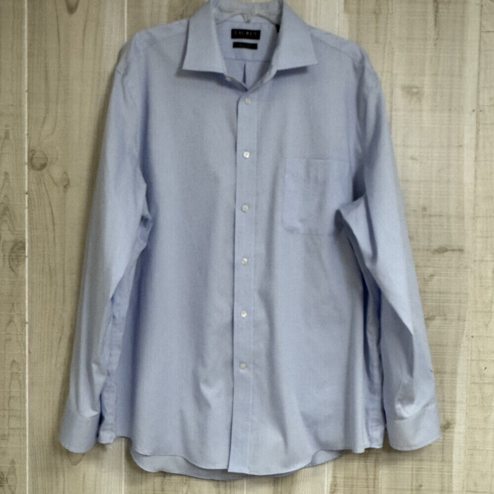Lauren Ralph Lauren Dress Shirt Mens 17.5 34/35 XL Blue Regular Fit Stretch - Picture 4 of 6